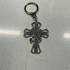 Silver Cross Keychain or bag charm